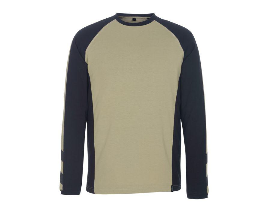 T-Shirt, Langarm UNIQUE hellkhaki/schwarz