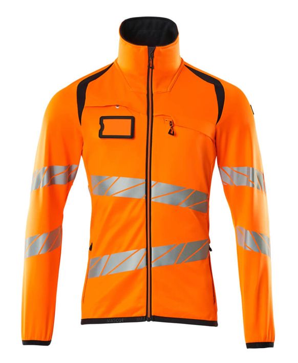 Fleecepullover mit Reißverschluss ACCELERATE SAFE hi-vis orange/schwarzblau