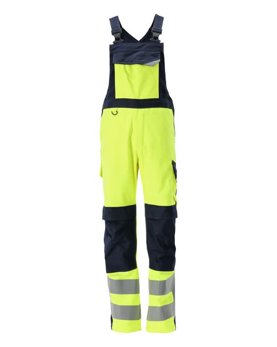 Latzhose mit Knietaschen MULTISAFE hi-vis gelb/schwarzblau