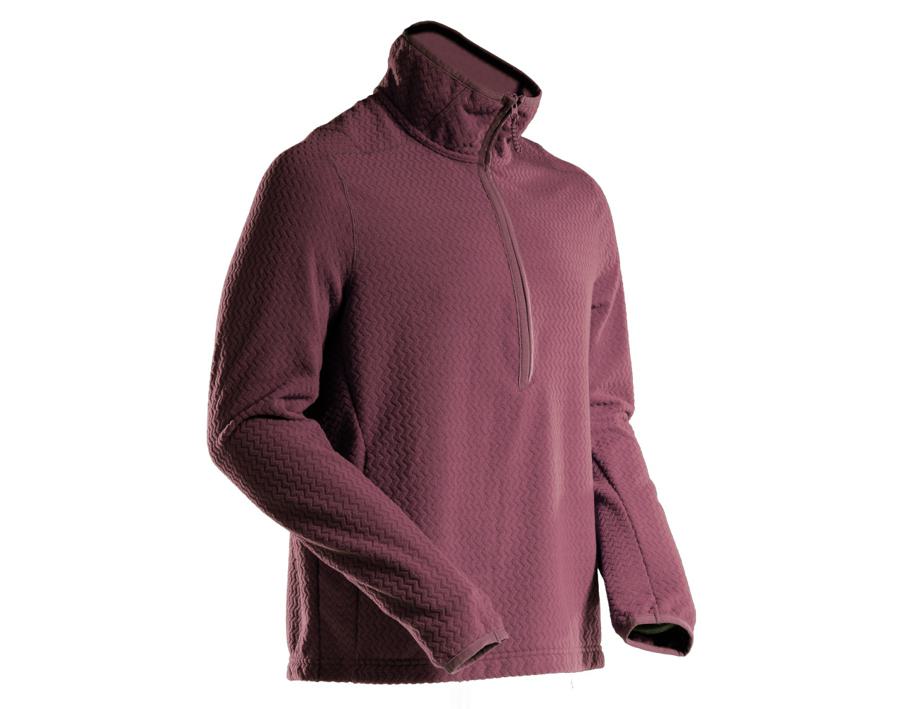 Microfleece Pullover mit kurzem Reißverschluss CUSTOMIZED bordeaux