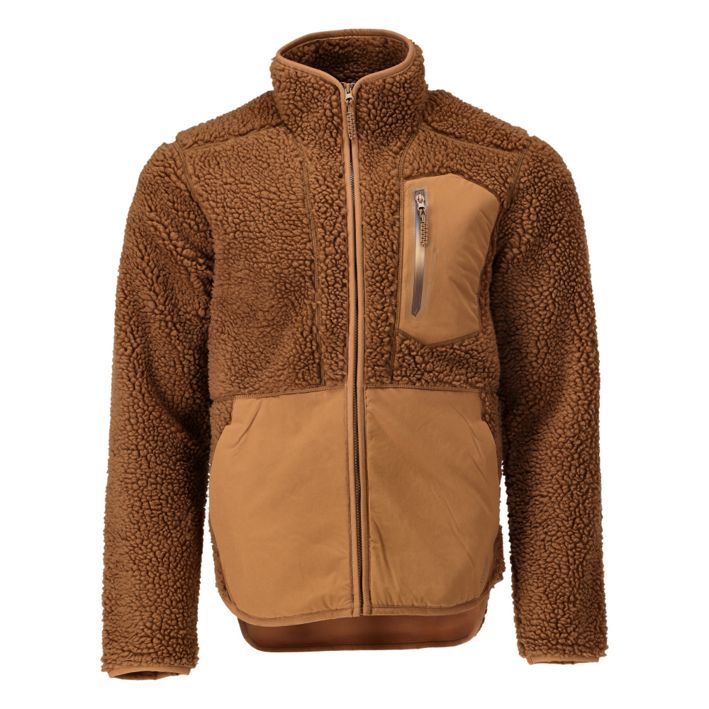 Faserpelz Jacke mit Reißverschluss CUSTOMIZED Nussbraun