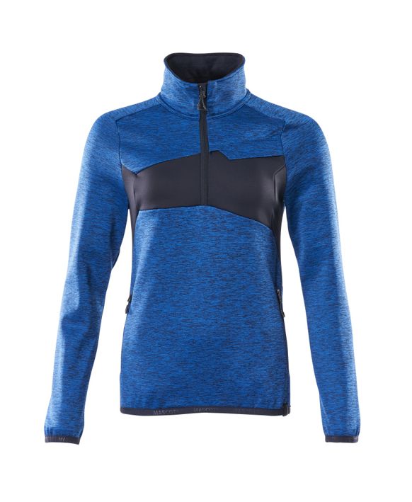 Fleecepullover mit kurzem Reißverschluss ACCELERATE azurblau/schwarzblau