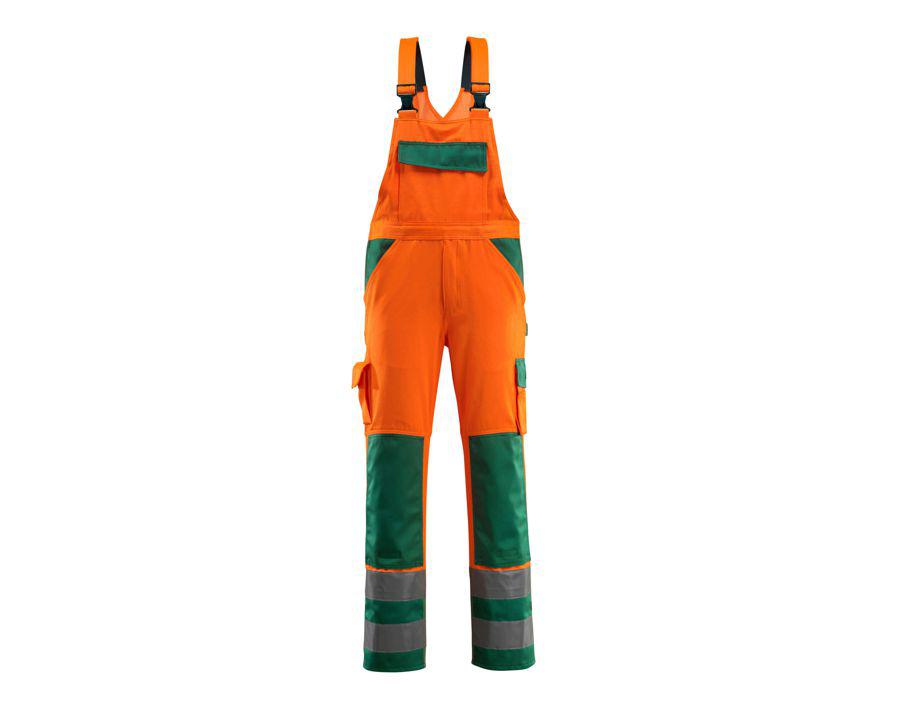 Latzhose mit Knietaschen SAFE COMPETE hi-vis orange/grün