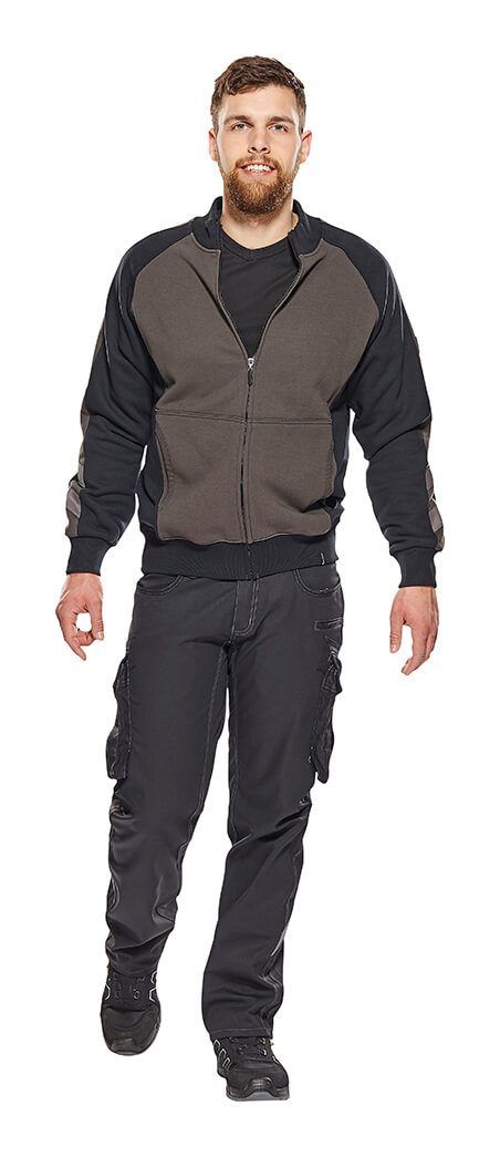 Sweatshirt mit Reißverschluss UNIQUE weiss/dunkelanthrazit