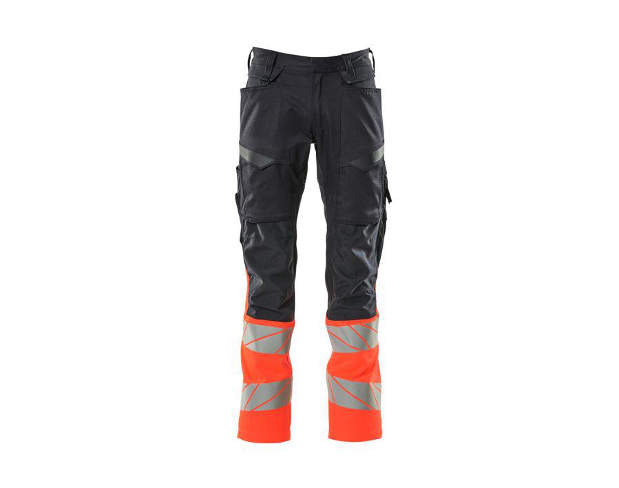Hose mit Knietaschen ACCELERATE SAFE schwarzblau/hi-vis rot