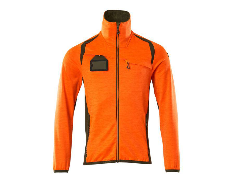 Fleecepullover mit Reißverschluss ACCELERATE SAFE hi-vis orange/moosgrün