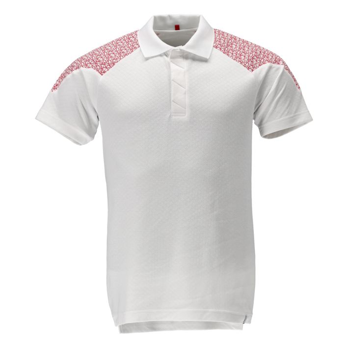 Polo-Shirt FOOD & CARE weiss/verkehrsrot
