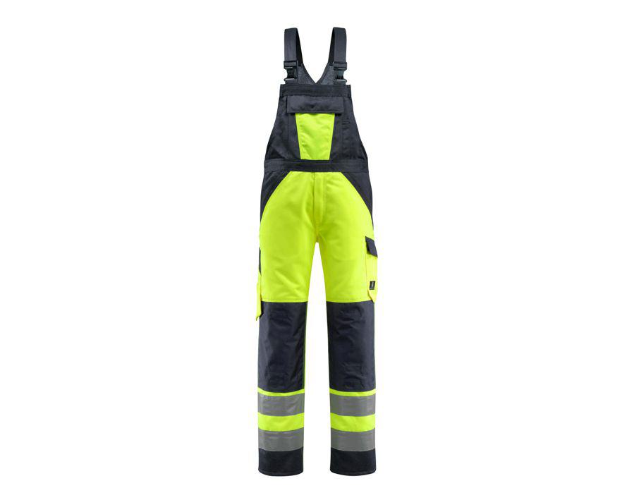 Latzhose mit Knietaschen SAFE LIGHT hi-vis gelb/schwarzblau