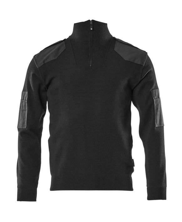 Strickpullover mit kurzem Reißverschluss FRONTLINE schwarz