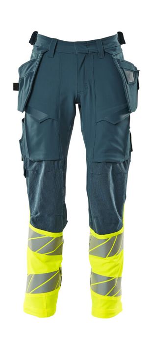 Hose mit Hängetaschen ACCELERATE SAFE dunkelpetroleum/hi-vis gelb