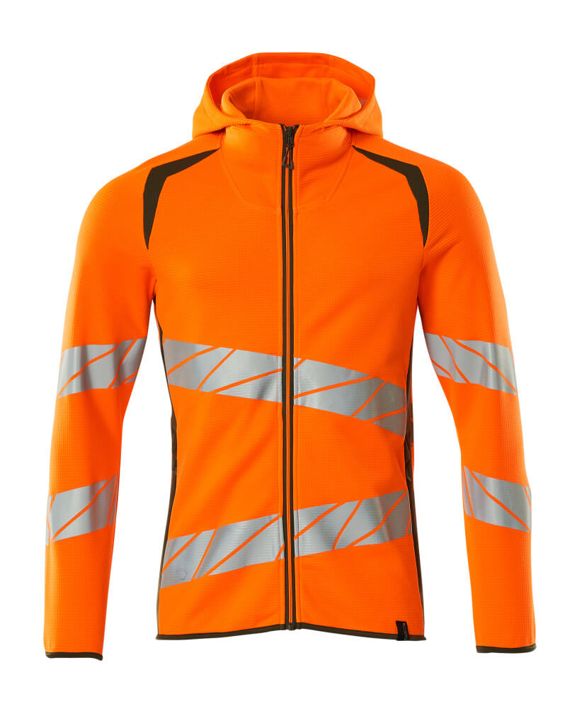 Kapuzensweatshirt mit Reißverschluss ACCELERATE SAFE hi-vis orange/moosgrün