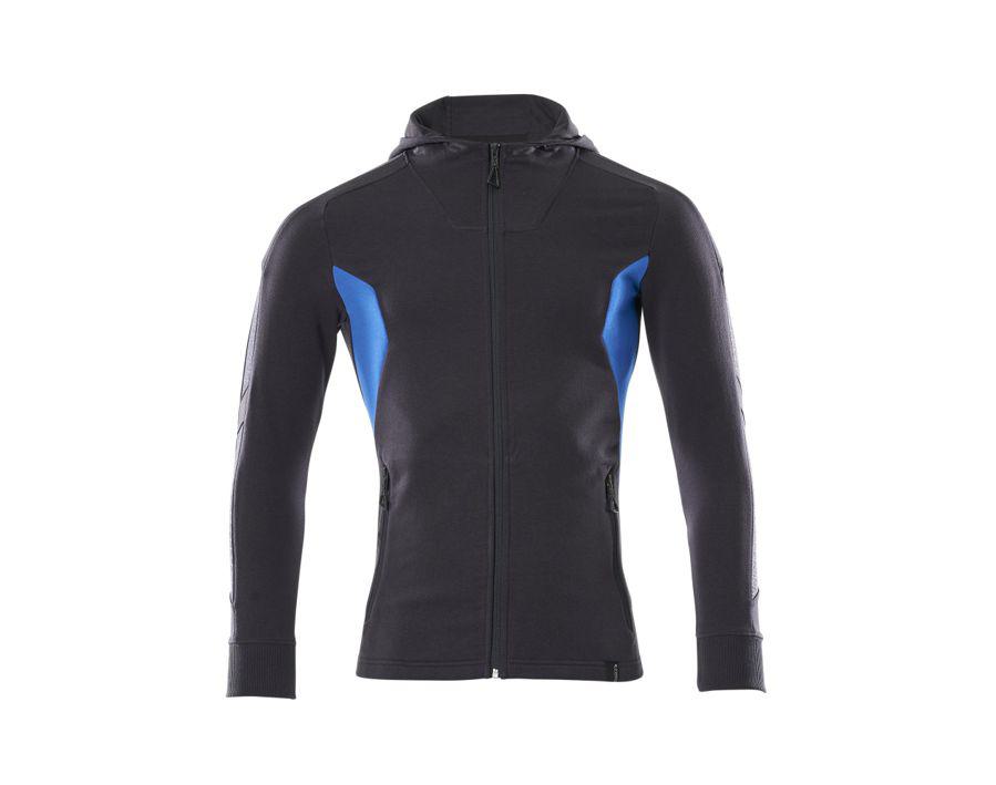 Kapuzensweatshirt mit Reißverschluss ACCELERATE schwarzblau/azurblau