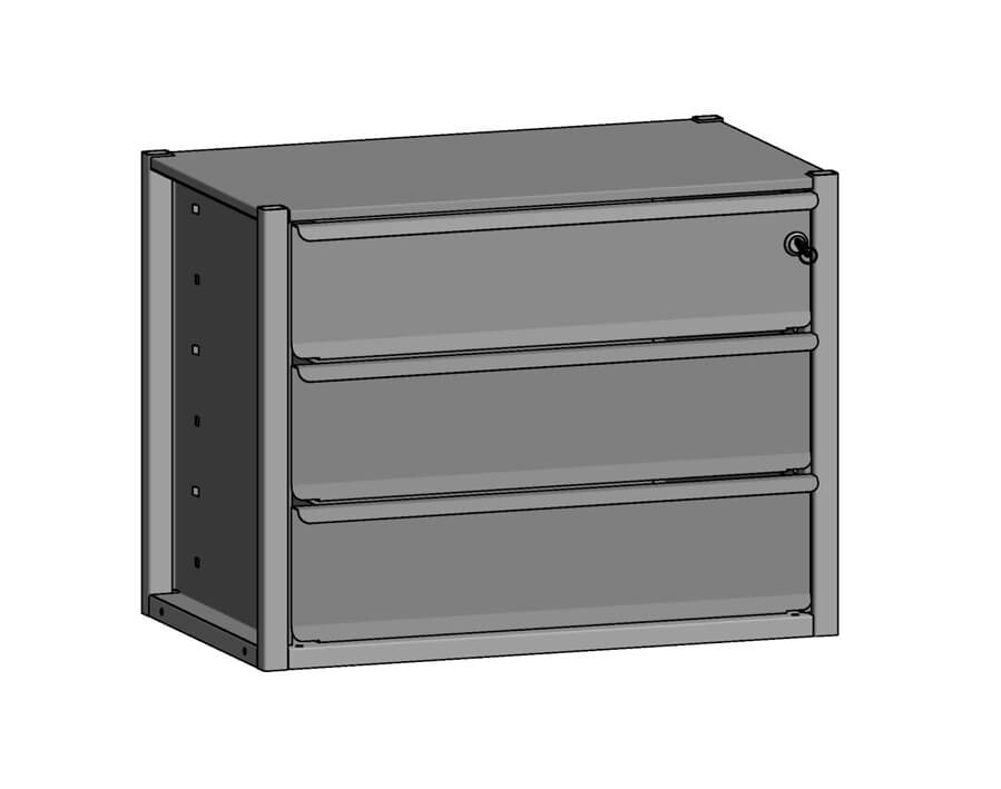 Schubladenmodul 3-fach, abschließbar