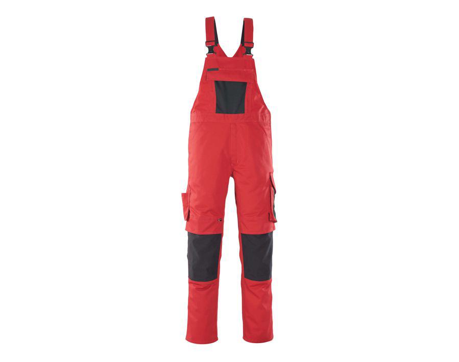 Latzhose mit Knietaschen UNIQUE rot/schwarz