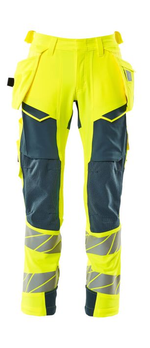 Hose mit Hängetaschen ACCELERATE SAFE hi-vis gelb/dunkelpetroleum