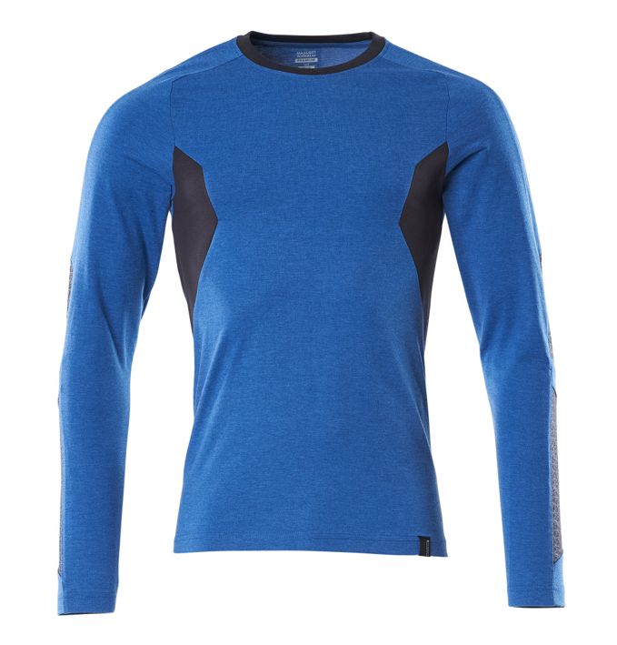 T-Shirt, Langarm ACCELERATE azurblau/schwarzblau