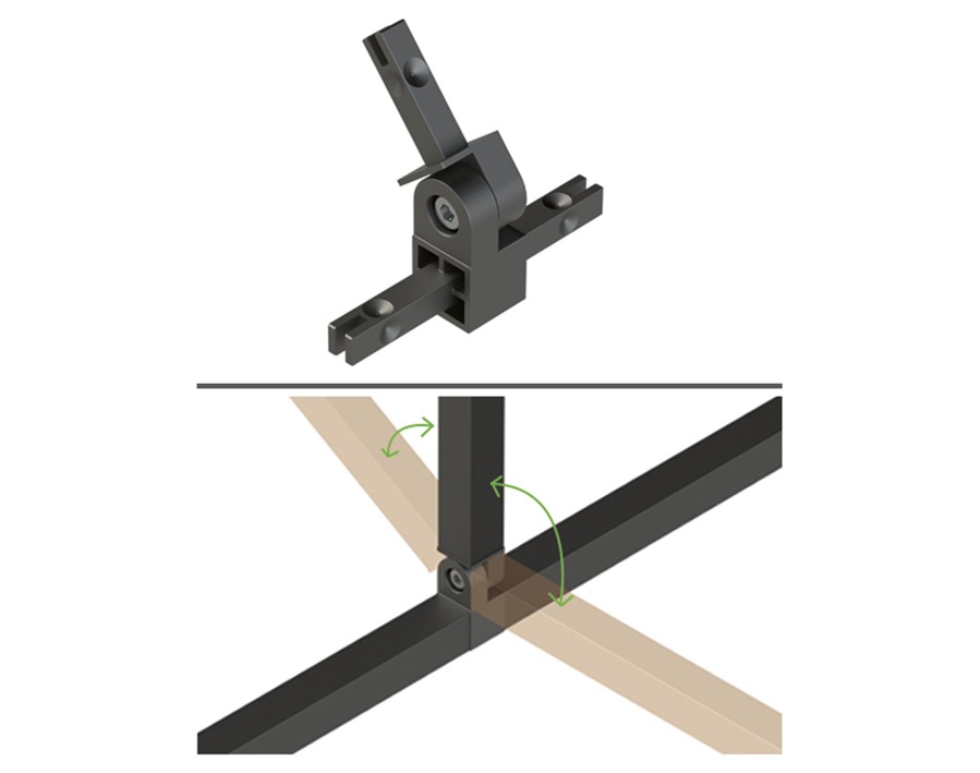 Cadro T-Stück-Verbinder 180 Grad Edelstahl Optik