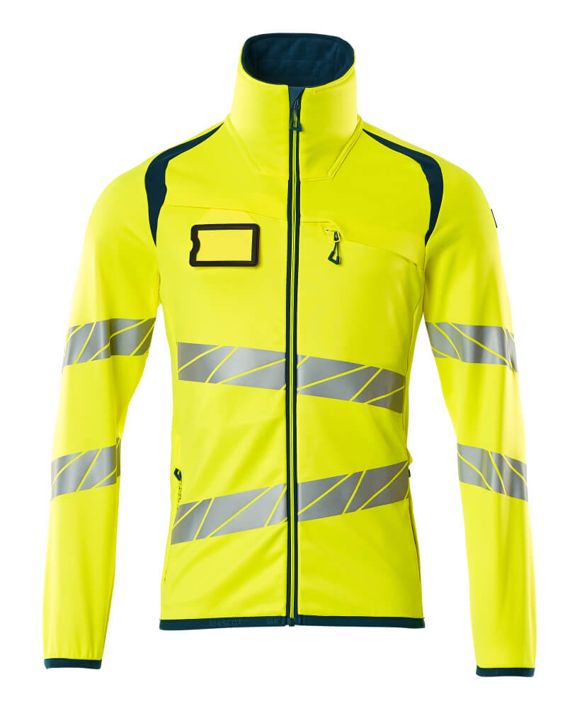 Fleecepullover mit Reißverschluss ACCELERATE SAFE hi-vis gelb/dunkelpetroleum