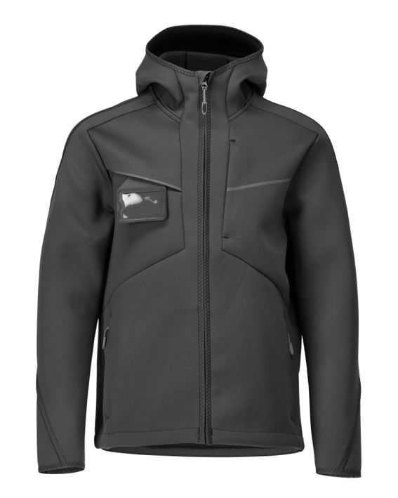 Soft Shell Jacke mit Kapuze CUSTOMIZED schwarz