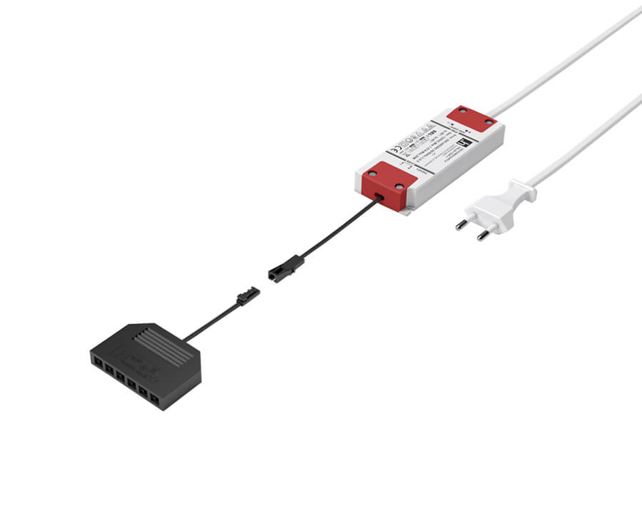 LED-Vorschaltgerät 20 W mit Euroflachstecker (6-fach Verteiler)