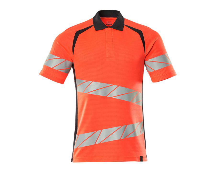 Polo-Shirt ACCELERATE SAFE Hi-vis rot/schwarzblau