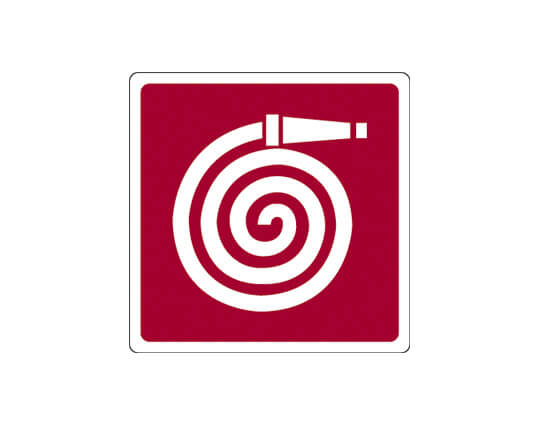 Brandschutzschild:
Löschschlauch