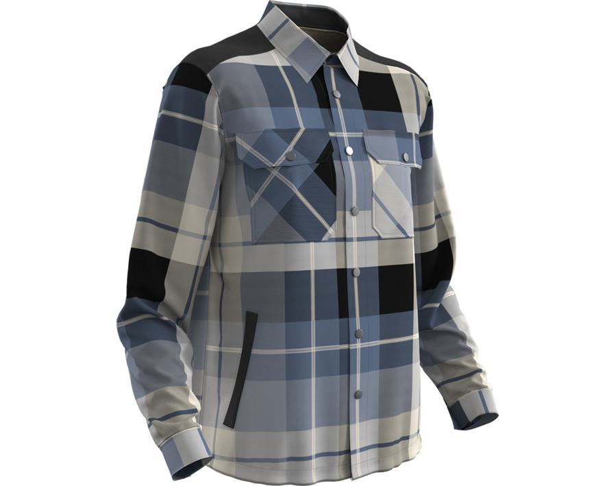 Hemd aus Flanell mit Faserpelz Futter CUSTOMIZED Schwarzblau-kariert