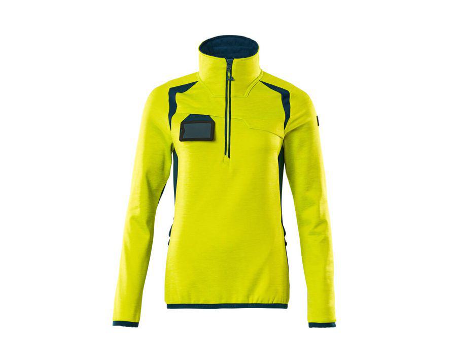 Fleecepullover mit kurzem Reißverschluss ACCELERATE SAFE hi-vis gelb/dunkelpetroleum