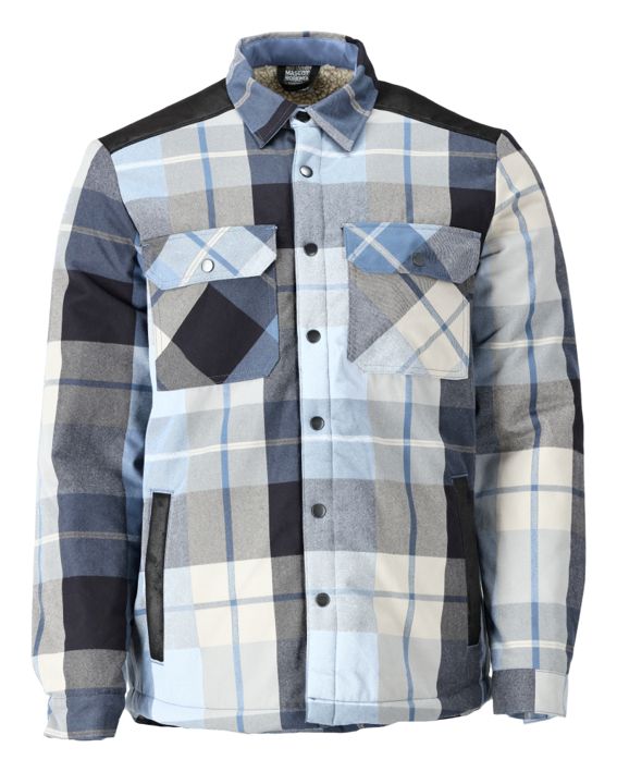 Hemd aus Flanell mit Faserpelz Futter CUSTOMIZED Schwarzblau-kariert