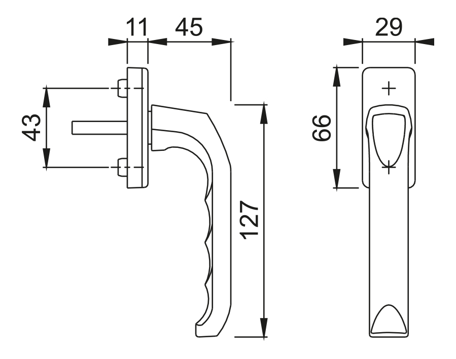 Aluminium-Dreh-/Kipp-Fenstergriff Serie London - 013/U34 Aluminium-Dreh-/Kipp-Fenstergriff Serie London - 013/U34