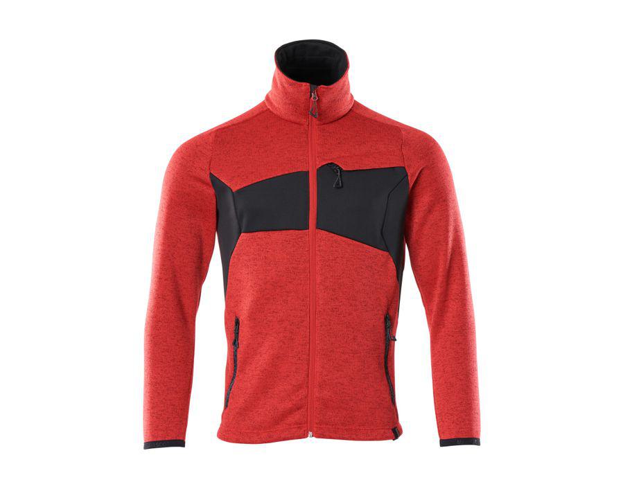 Strickpullover mit Reißverschluss ACCELERATE verkehrsrot/schwarz