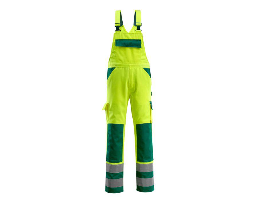 Latzhose mit Knietaschen SAFE COMPETE hi-vis gelb/grün
