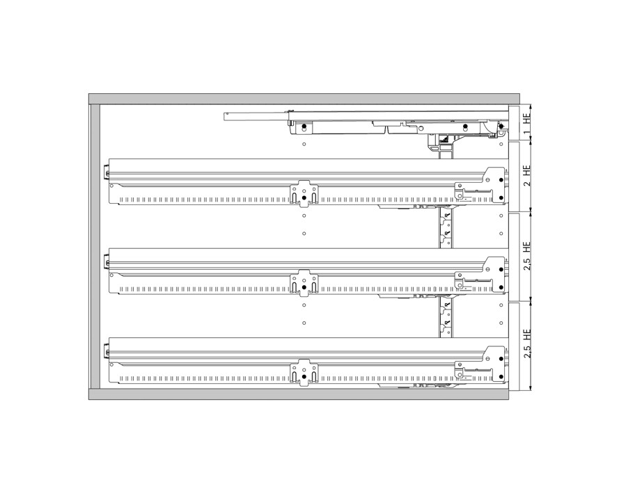 Konstruktionszeichnung: Schreibtischcontainer Einbaubreite: 392 mm