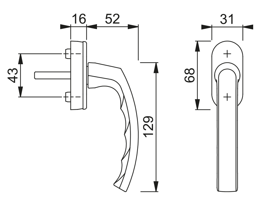 DK-Fenstergriff mit Secustik® und VarioFit® Serie Luxemburg 099/US952