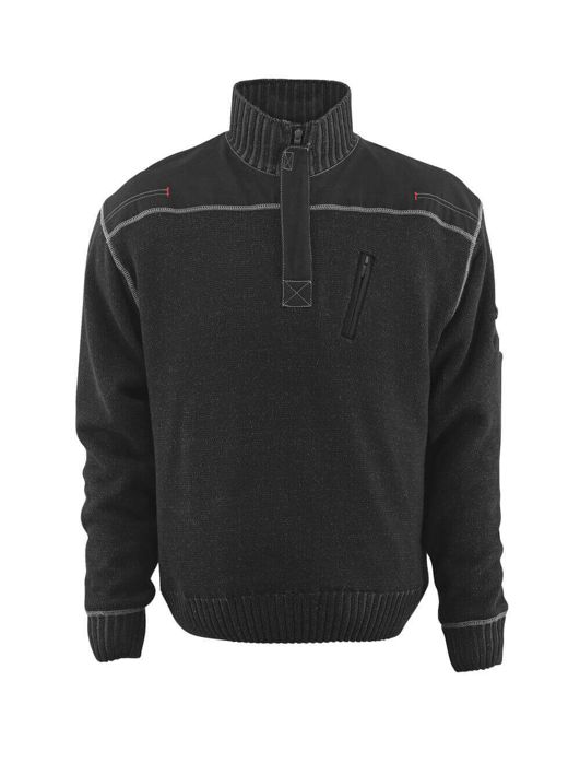 Strickpullover mit kurzem Reißverschluss FRONTLINE schwarz
