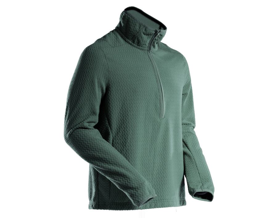 Microfleece Pullover mit kurzem Reißverschluss CUSTOMIZED waldgrün