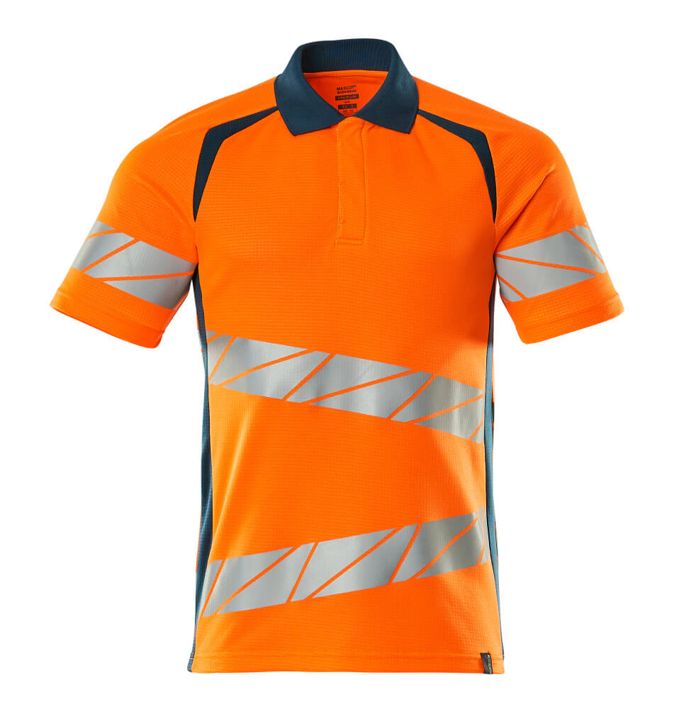 Polo-Shirt ACCELERATE SAFE hi-vis orange/dunkelpetroleum