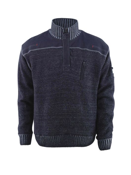 Strickpullover mit kurzem Reißverschluss FRONTLINE blaugrau