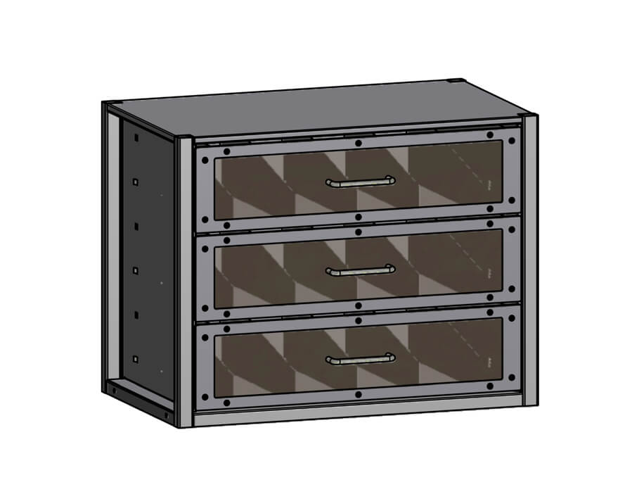 Plexiglas-Schubladenmodul 3-fach, variabel
