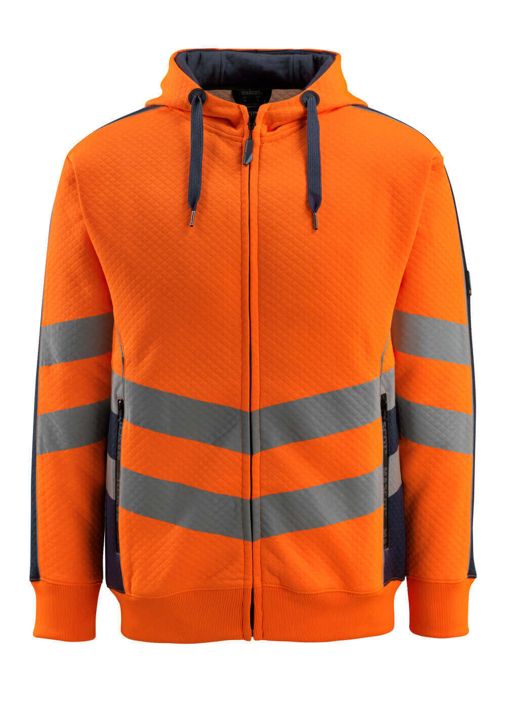 Kapuzensweatshirt mit Reißverschluss SAFE SUPREME hi-vis orange/schwarzblau