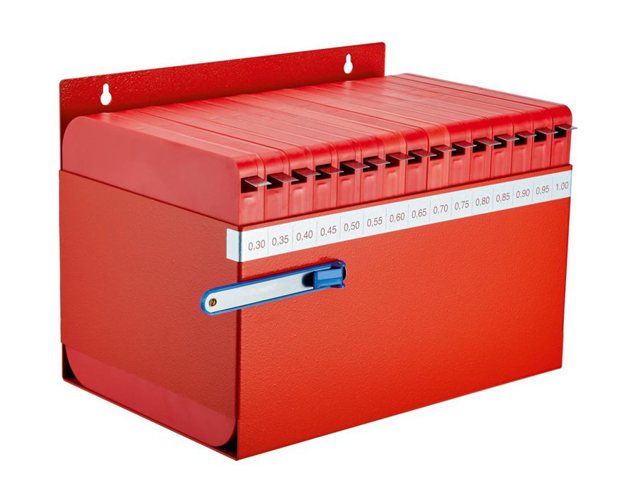 Fühlerlehrenband in Werkstattbox, Federbandstahl