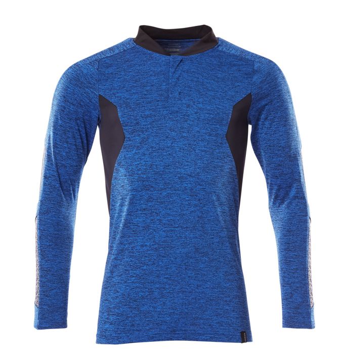 Polo-Shirt, Langarm ACCELERATE azurblau/schwarzblau