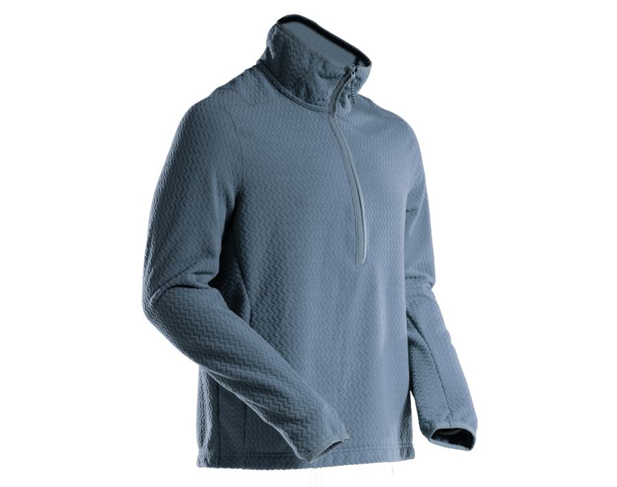 Microfleece Pullover mit kurzem Reißverschluss CUSTOMIZED steinblau