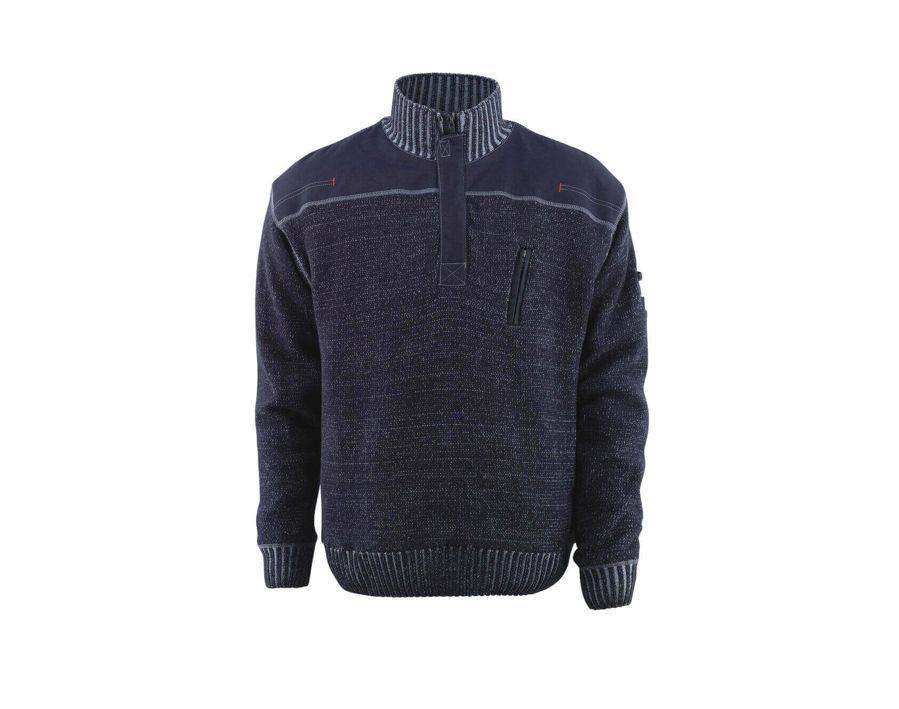 Strickpullover mit kurzem Reißverschluss FRONTLINE blaugrau