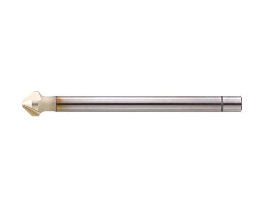 Kegel- und Entgratsenker mit ungleicher Teilung, lang, 90°, mit zyl. Schaft