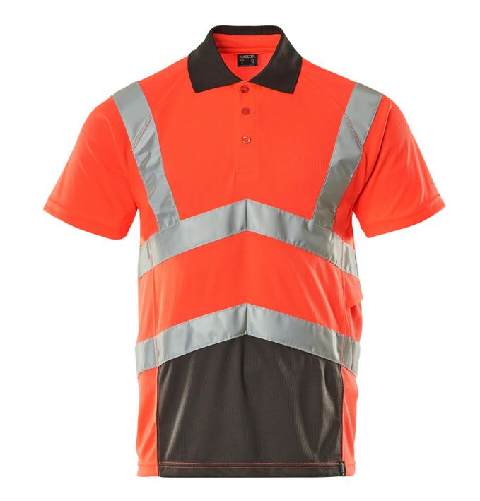 Polo-Shirt SAFE YOUNG hi-vis rot/dunkelanthrazit