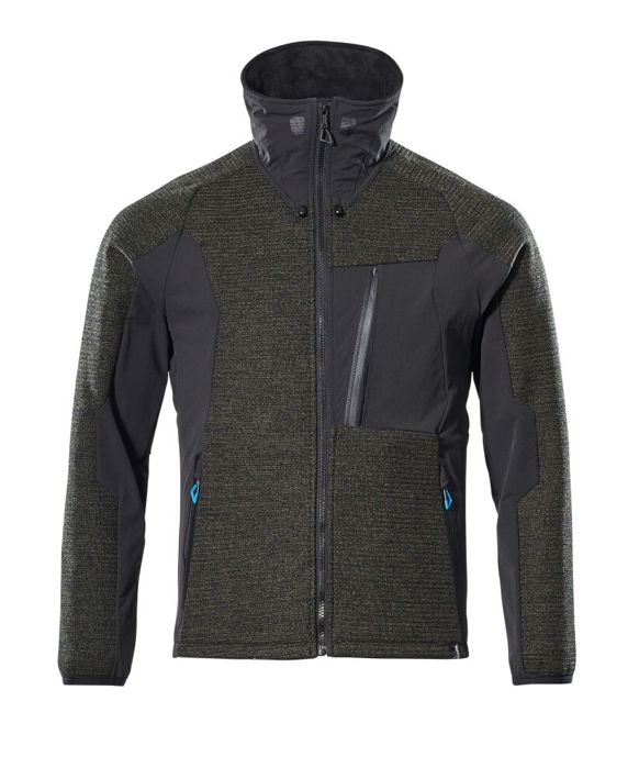 Strickjacke mit Reißverschluss ADVANCED mossgrün/schwarz
