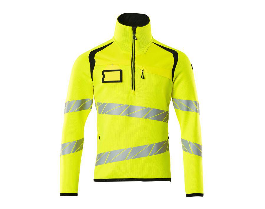 Strickpullover mit kurzem Reißverschluss ACCELERATE SAFE hi-vis gelb/schwarz