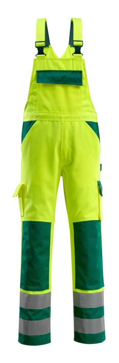 Latzhose mit Knietaschen SAFE COMPETE hi-vis gelb/grün