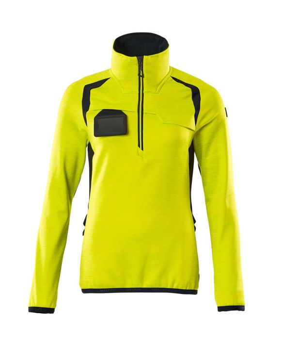 Fleecepullover mit kurzem Reißverschluss ACCELERATE SAFE hi-vis gelb/schwarzblau